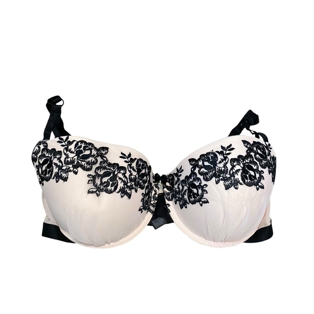 Smart & Sexy Pink and Black Lacy Flirty Full Coverage Underwire Bra Size 40D
